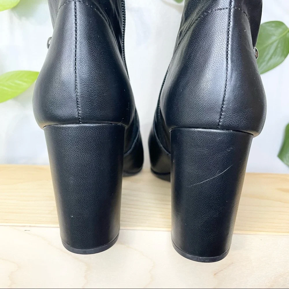 NWT 9.5 Simply Vera Vera knee high black w/ chunk heel faux leather boots - Picture 9 of 10